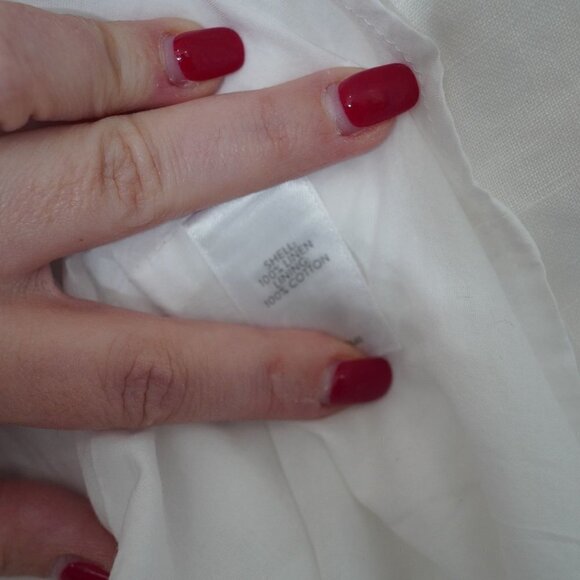 EUC J.Jill Love White Linen Collar Shirt Dress Button Front‎ Short Sleeve Sz XL - Picture 9 of 9